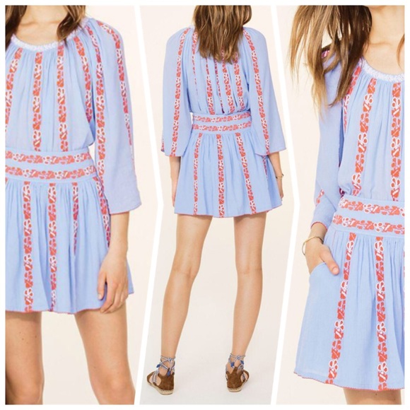 TORY BURCH Embroider Bead Embellished Alexandria Mini Skirt, Silverlake, Size 14 - Picture 6 of 7